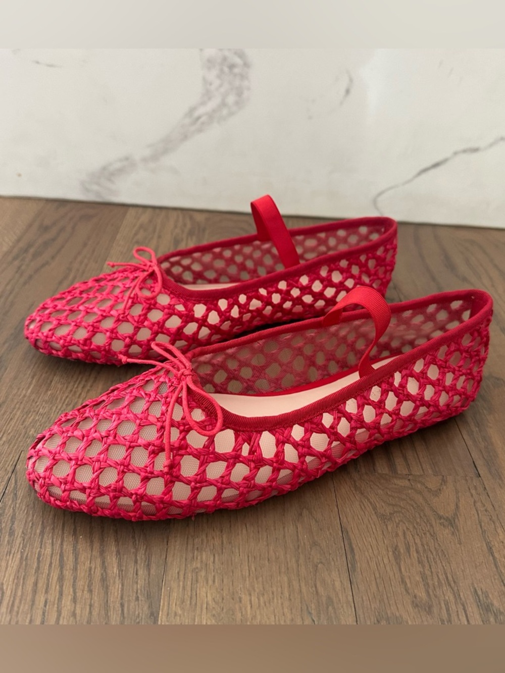 Like New Loeffler Randall Leonie Woven Soft Ballet Flats in Red Size 9B - Picture 3 of 8